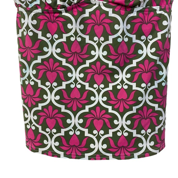 Women's LANDS' END Size 6 Swim Top Cami Adjustable Straps Pink Green Print - Picture 10 of 11